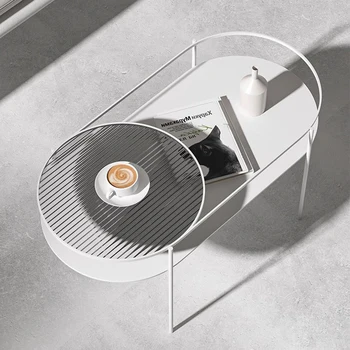 Estetiškas minimalistinis kavos staliukas Svetainės saugykla Pramoninės metalinės rėmo kojos Kavos staliukas Skaidrus Muebles baldai