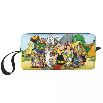 Fashion Anime Asterix And Obelix kelioninių tualeto reikmenų krepšys moterims Anime animacinis filmas Getafix makiažo kosmetikos krepšys Grožio saugykla Dopp rinkinys