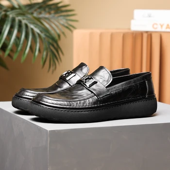 Fashion Black Loafers Natūralios odos laisvalaikio batai Vyriški lauko batai