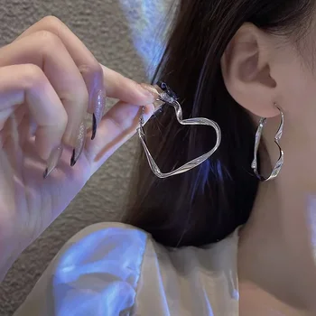 Fashion Heart nerūdijančio plieno lankų auskarai moterims Punk Vintage Piercing Acier Inoxydable Earring For Girl Jewelry Gifts