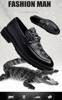 Fashion Man Horsebit Loafers Krokodilo raštas Natūralios odos suknelė Verslo batai Vyriški laisvalaikio patogūs vestuviniai kostiumai Batai