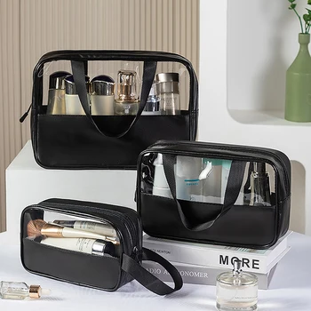 Fashion Transparent Cosmetic Bag Makeup Wash Bag PVC Nešiojami vandeniui atsparūs didelės talpos laikymo krepšiai Kosmetikos dėklai