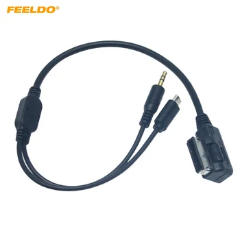 FEELDO automobilio garso muzikos AMI/MDI sąsaja su 3,5 mm vyrišku mikro USB AUX kabeliu Mercedes Benz laidų adapteriui #HQ6258