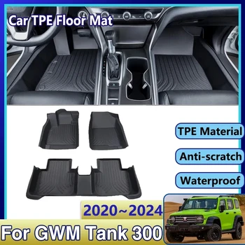 For Great Wall Wey Tank 300 GWM 2020 ~ 2024 2023 m. automobilių TPE grindų kilimėlis Purvui atsparus purvo kilimas Pėdų padas Pilnas komplektas Tappeto priedai