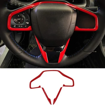 For Honda For Civic 10th 2016-2020 ABS automobilio vairo dangčio apdailos rėmo dekoras Raudona mėlyna anglies pluošto stiliaus apdaila