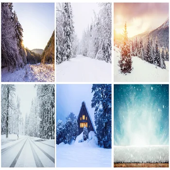 Fotorealistinė medžiaginė fotografija Fonai Prop Sniego peizažo fotografijos fonas 2021112XJ-03