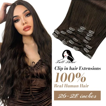 Full Shine Clip in Hair Extensions Human Hair 26-28inch Hair Clips for Women 150G Human Hair Clip in Extensions Remy Clip ins