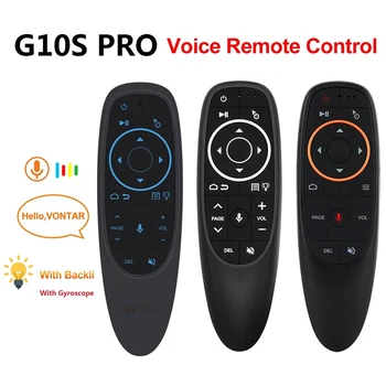 G10S/G10S Pro Fly Air Mouse Wireless 2,4 GHz mini giroskopo nuotolinio valdymo pultas, skirtas Android Tv Box su valdymu balsu Gyro Sensing Game