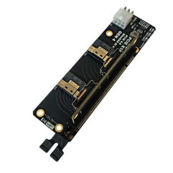 Gen4 2 prievadai SlimSAS 8I X2 į PCIE 4.0 x16 lizdo adapterio plokštė, skirta tinklo plokštės grafikos vaizdo plokštės fiksavimui