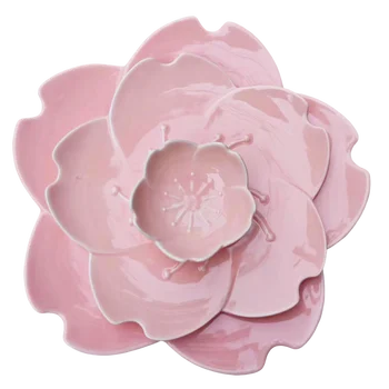 GIEMZA keraminės vakarienės lėkštės 3vnt rožinės gėlės baltų gėlių indų indų rinkiniai Platos de Ceramica porceliano plokštelių keramikos gaminiai