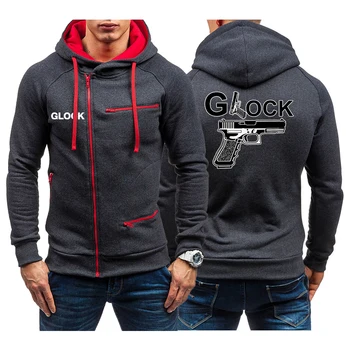 Glock Perfection Shooting Print Vyriški džemperiai su užtrauktuku džemperiai Rudens pavasario laisvalaikio ilgomis rankovėmis sportiniai megztiniai su gobtuvu