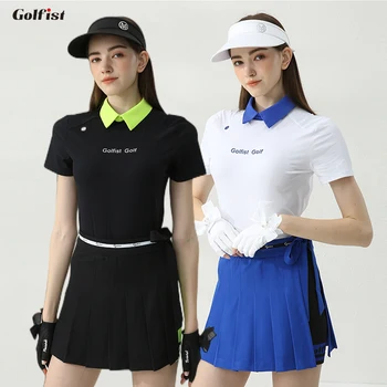 Golfistas Kvėpuojantys polo marškinėliai Merginos Trumpomis rankovėmis Elastiniai golfo marškinėliai Moteriški anti-glare sijonas Plisuotas peteliškės Culotte rinkiniai