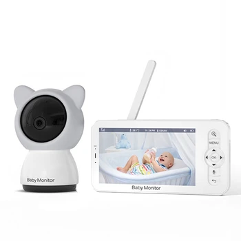 HD Wifi kūdikių monitorius su APP, 5 colių 1080P priartinimo kūdikio kamera, naktinis matymas, 2 krypčių pokalbis, 3000Mah baterija, 1000Ft lengvas montavimas