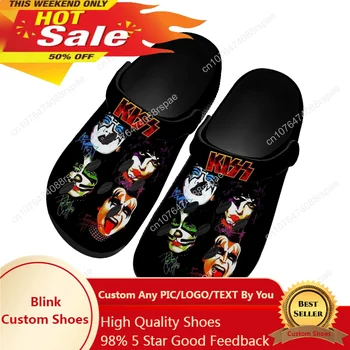 Heavy Metal Rock Band Kiss Fashion Home Clogs Custom Water Shoes Mens Womens Teenager Shoes Clog Breathable Beach Hole Slippers