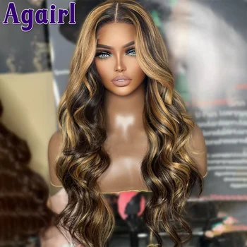 Highlight Blonde Glueless Wavy 4X6 Nėrinių užsegimo perukas 13x4 nėrinių priekinės kūno bangos perukai 1B/27 Transaprent 13x6 Žmogaus plaukų perukai 200%