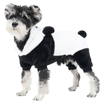 Hooded Dog Spring Coat Panda Pullover for Cold Weather Keturkojai drabužiai G2AB
