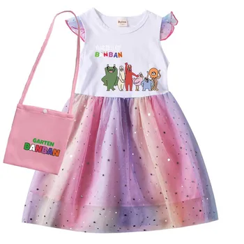 Hot Game Garden of Banban drabužiai Baby Girls suknelės trumpomis rankovėmis su mažu krepšiu Animacinis filmas vaikams Vestuvių vakarėlis Princesė Vestidos