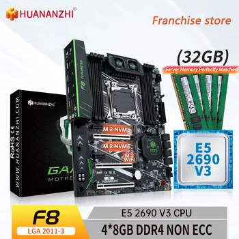 HUANANZHI-placa base X99 F8 LGA 2011-3 XEON X99 con Intel E5 2690 v3 con 4x8G DDR4 ECC, conjunto de memoria, NVME SATA