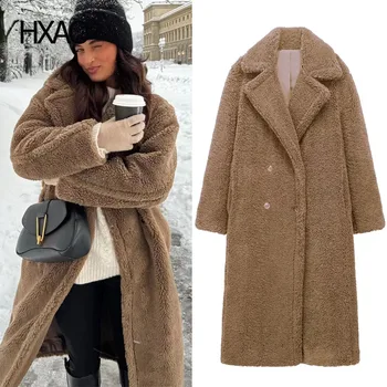 HXAO Ilgas paltas Moterys Duffle Coat Fashion Trench Coat Moteris Žieminis paltas Šiltas meškiukas Moteriškas ilgas paltas Nauji viršutiniai drabužiai