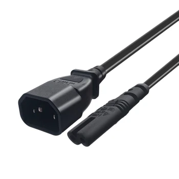 IEC 3-Pin C14 vyriško ir C7 moteriško keitiklio adapterio kabelis PDU UPS virduliui (2.0M)
