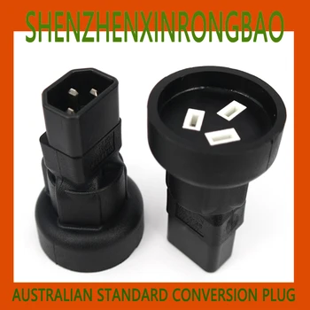 IEC320 C14 į AU PDU SAA 3 kaištis Moteriškas, 10A 250V Australija Naujosios Zelandijos lizdo konvertavimo galvutė Kintamosios srovės maitinimo adapterio kištukas Conveter