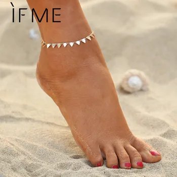 IF ME Naujas geometrinis trikampis Anklets Gold Color Summber Beach Charms apyrankė Anklet Sandals Pėdų papuošalai moterims
