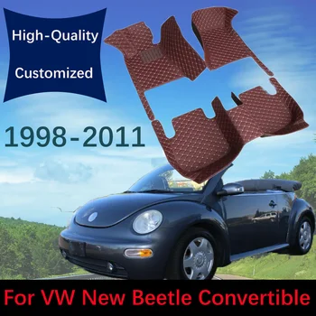 Individualūs odiniai automobilių grindų kilimėliai VW Volkswagen New Beetle kabrioletui 1998 ~ 2011 automobilių kilimų kilimėliai pėdų pagalvėlės