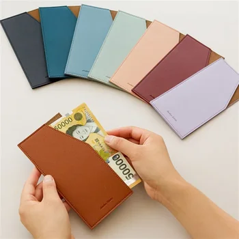 Ins Korean Bill Wallet Thin Envelope Card Holder Moteriškas PU odinė ilga piniginė verslui Slim Card Piniginės Handholder Mens