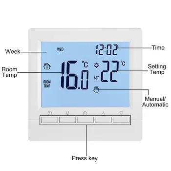 Išmanusis kambario termostatas Skaitmeninis kambario temperatūros reguliatorius LCD kambario šildymas be 