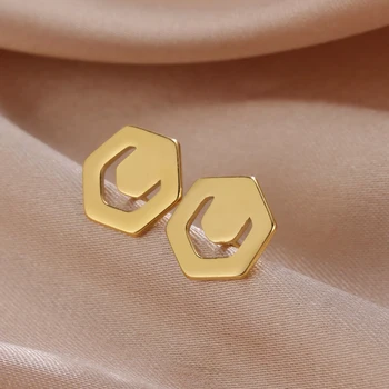 Išoriniai šešiakampiai auskarai moterims Merginos Išskirtiniai gotikiniai minimalizmo papuošalai Klasikiniai auskarai Laisvalaikis Vyriški metaliniai aksesuarai