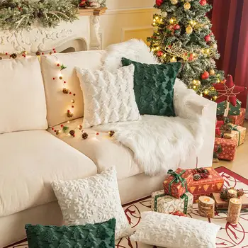 Išskirtinis apdirbimas Pagalvės užvalkalas Šventinis kalėdinis pliušinis pagalvės užvalkalas Xmas Tree Raštuotos pagalvėlės dėklai kambario dekoro vakarėliui