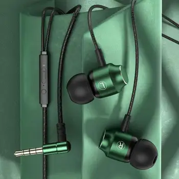 Jack Magnetic Gamer Laidinės ausinės Žaidimai Green Metal HiFi Bass Stereo 3.5mm C tipo ausinės Telefono kompiuterio mikrofono ausinės