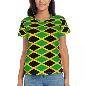 Jamaikos vėliavos marškinėliai Juoda žalia Y2K Modernūs marškinėliai O Kaklas Retro Classic marškinėliai 2024 Moteriški marškinėliai trumpomis rankovėmis Dizainas Viršutiniai marškinėliai