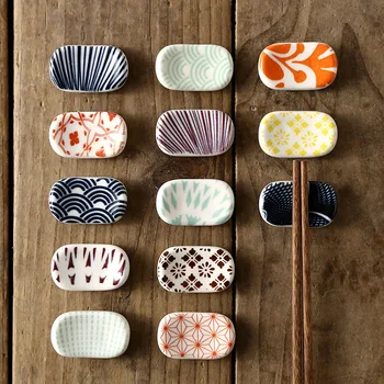 Japoniško stiliaus poglazūrinė keramika Kūrybinis lazdelės laikiklis Stalo reikmenys Restoranas Paprastas ovalus šaukšto laikiklis Indas virtuvei