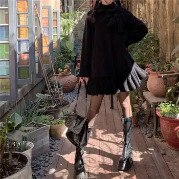 Japonų saldus fėjų švarkas Moterys Laisvalaikio raukiniai Dizainas Harajuku gotikinis paltas Moteriškas žiemos laisvas tvidas Y2k Vintažiniai drabužiai 2022