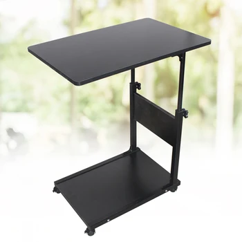 Juodas nešiojamas mobilus nešiojamas staliukas Aukštis reguliuojamas šoninis staliukas Mažas kavos staliukas Tingus kompiuterio stovas