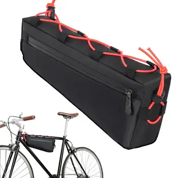 Kalnų dviračio trikampis krepšys Kalnų dviračių pavarų krepšys Plento dviračių priedai Rėmo maišelis su vandeniui atspariu reljefiniu užtrauktuku Dviračių mylėtojas