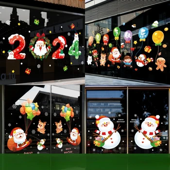 Kalėdinis elektrostatinis lango lipdukas Linksmų kalėdinių dekoracijų namams Sienų lipdukas Vaikų kambarys Sienų lipdukai Naujųjų metų lipdukai