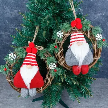 Kalėdinis vainikas Gnome Lango vainiko dekoracijos su nykštukais Kalėdinis nykštukų vainikas vitrinoms ir kambarių dekoravimui