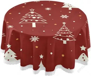Kalėdų eglutės Apvalus stalas Vandeniui atsparus raukšlėms atsparus plaunamas stalo audinys Festivaliai Dekoratyvinis stalo dangtelis valgymui