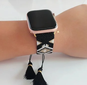 Karštas pardavimas Naujo dizaino prabangūs Miyuki karoliukai Apple Watch Band Fitness 40/44/45 mm išmanusis dirželis, skirtas Apple Watch Band