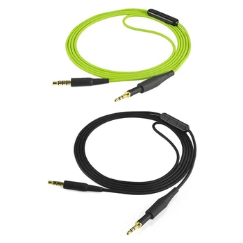 Karštas TTKK 2PCS pakaitinis kabelio garso laidas su mikrofono garsumo valdikliu AKG K430, K450, K451, K452, Q460 ausinės, Juoda ir Žalia