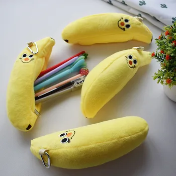 Kawaii pieštukų dėklai Bananų pieštukų dėklas Trousse Scolaire Plush Kanceliarinės prekės Estuche Escolar Mokyklos aksesuarai Mieli mokykliniai reikmenys