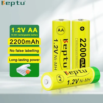 KEPTU 2200mAh AA įkraunama baterija 1.2V Ni-MH 2A AA iš anksto įkrautos LSD baterijos ir akumuliatoriaus dėžutė fotoaparato laikrodžio mikrofonui LED