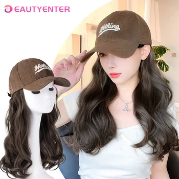 Kepurės perukas viena moteriška mada 2023 nauja rudens beisbolo kepuraitė ilgi garbanoti plaukai internete įžymybė tingus perukas