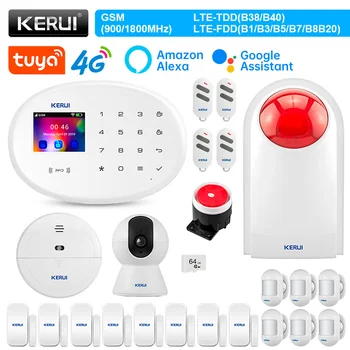 KERUI W204 išmanioji gyvybės signalizacijos sistema 4G WIFI GSM belaidės namų signalizacijos palaikymas Alexa judesio jutiklis durų jutiklis RFID sirena
