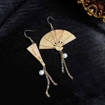 kinų stiliaus raižyti retro fanų auskarai moterims Asmenybė Senovės stiliaus puokštės lašo auskarai Vintažinės mados papuošalų dovana