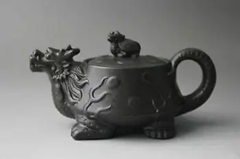 kinų Yixing purpurinio molio arbatinukas Zhini Turtle Dragon zisha arbatinukas