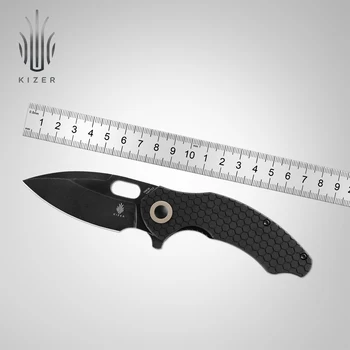 Kizer sulankstomas kišeninis peilis V3477C1/V3477C2 Roach Mini 2022 Nauja juoda/žalia tekstūruota G10 rankena nuimamas flipper skirtuko peilis