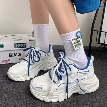 Klein Blue Thick Paded Platform Sneakers 2023 Spring Breathable Mesh Chunky Sneaker Woman Casual Student Running Vulcanize Batai